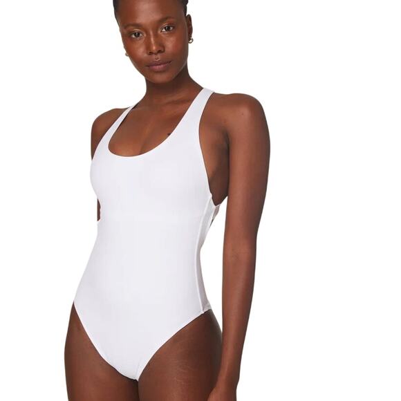 Elegant White One-Piece Swimsuit - Picture 1 of 10